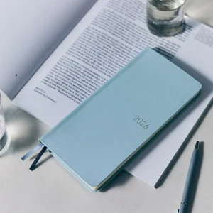 Leather Snow Blue Weeks Hardcover Book / Weekly Horizontal / ENG or JPN edition / Jan or Apr start / Mon start